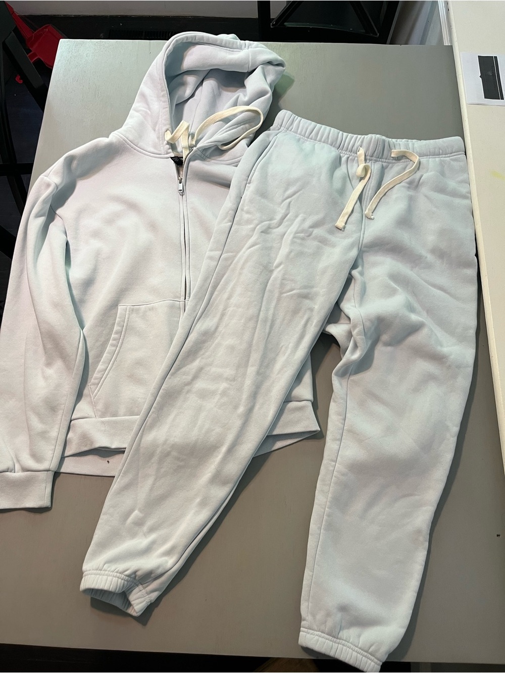NWOT Forever 21 Men’s 2-Piece Fleece Hoodie & Jogger Set - Light Blue - Size M